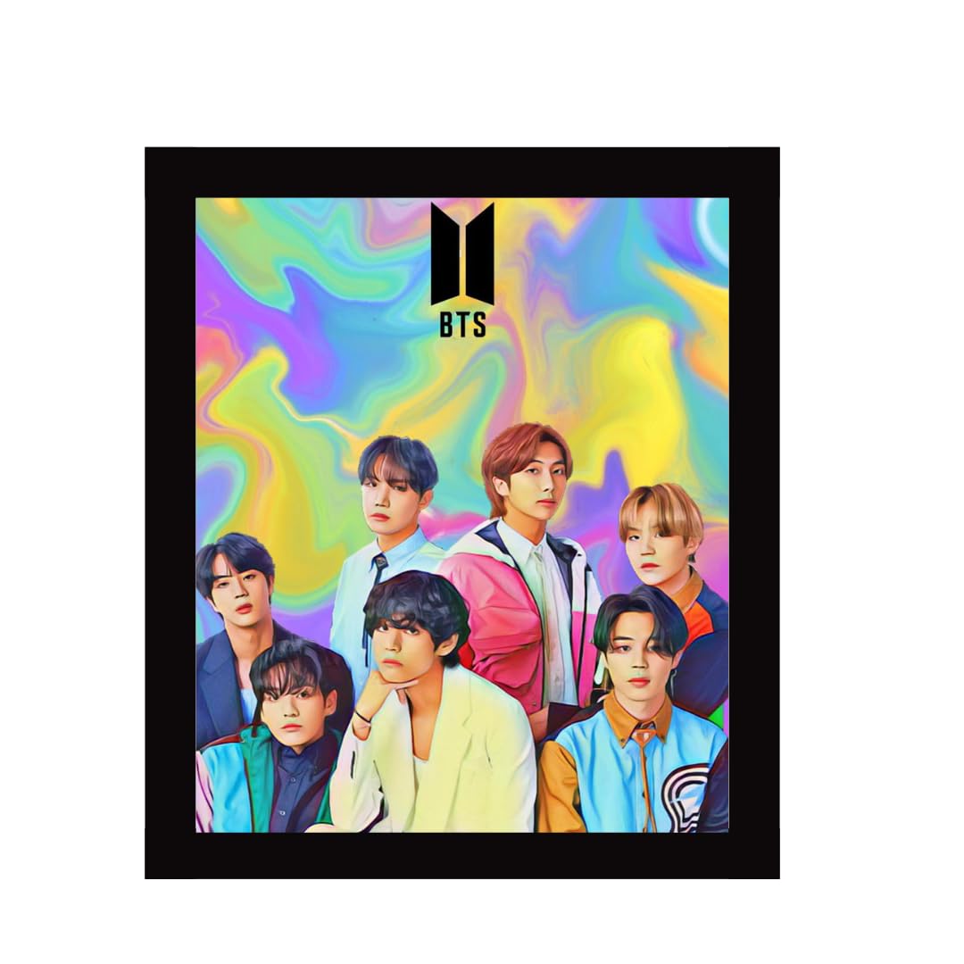 Bestowal Store BTS Photo frame (wall frme) for BTS Fans (Acrylic + Wooden frame -20X15 Centimeter) (BTS Pack 4)