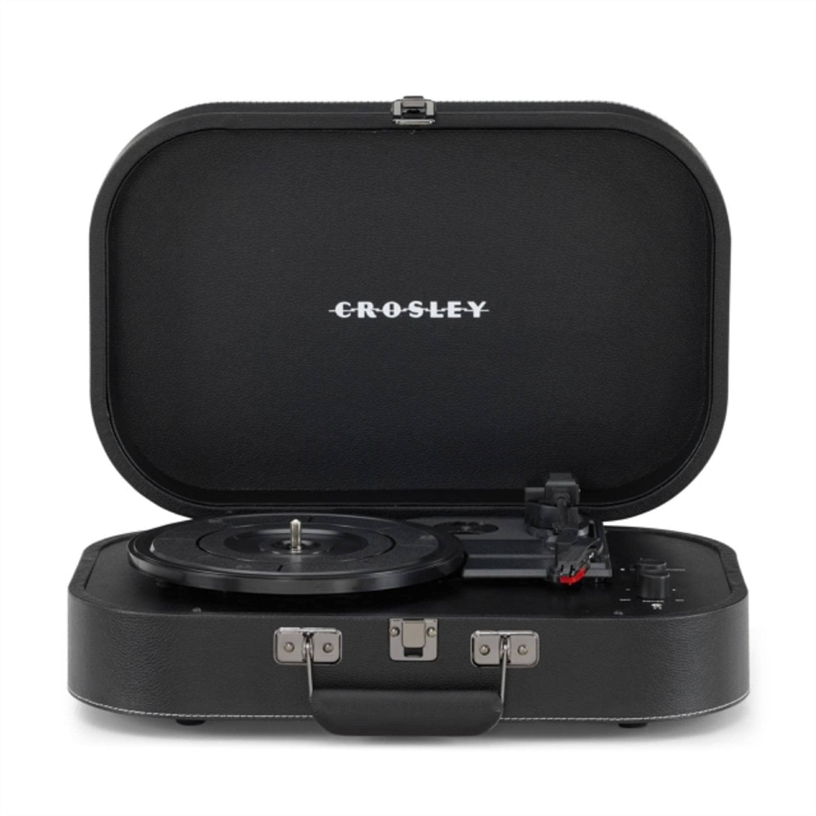 Crosley Discovery Portable Turntable - Bluetooth Record Player, 3-Speed Suitcase Vinyl Player, Home Turntables for Vinyl Records, Built in Stereo Speakers & Bluetooth Receiver, AUX Input, Black