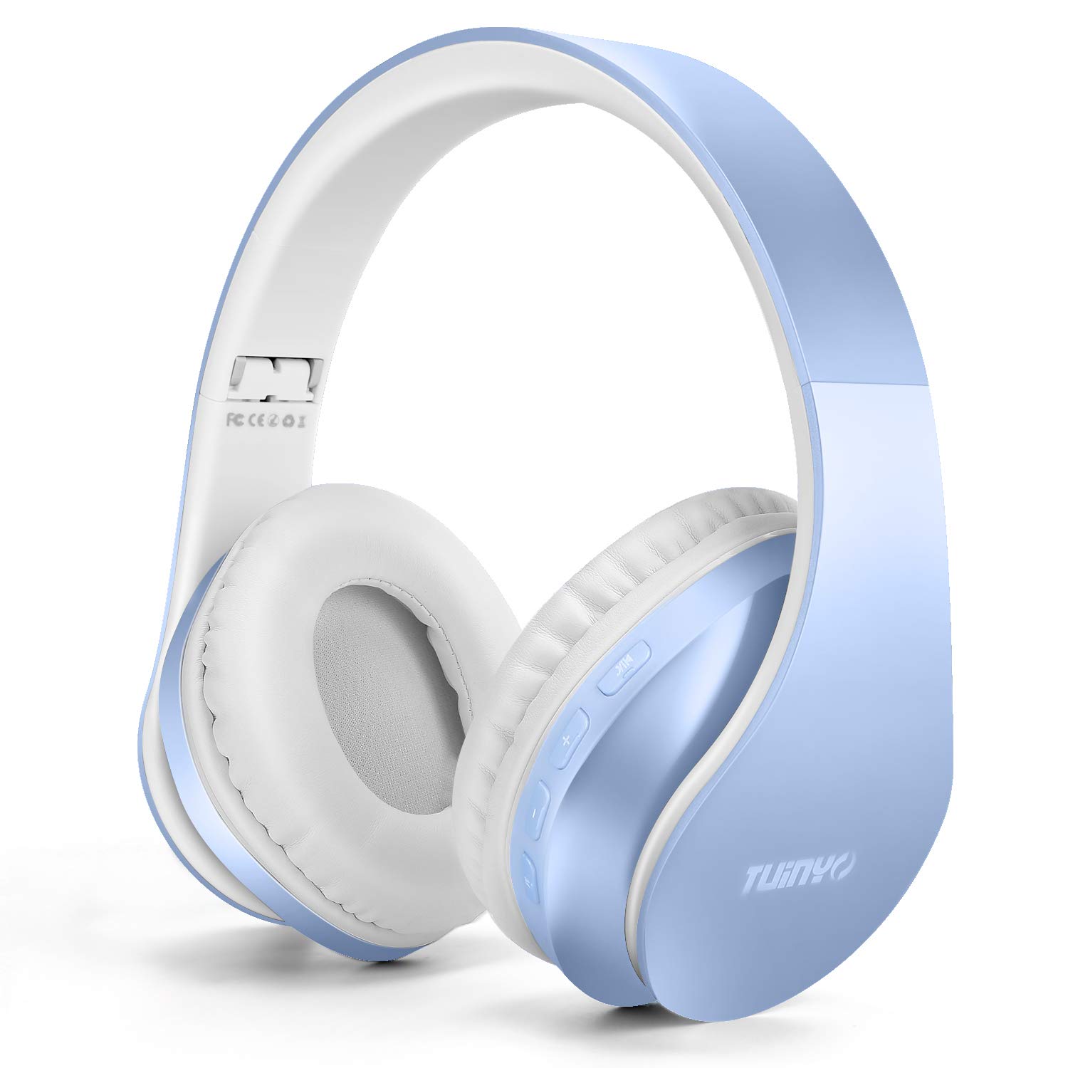 TUINYOWireless Headphones Over Ear, Bluetooth Headphones with Microphone, Foldable Stereo Wireless Headset-Light Blue