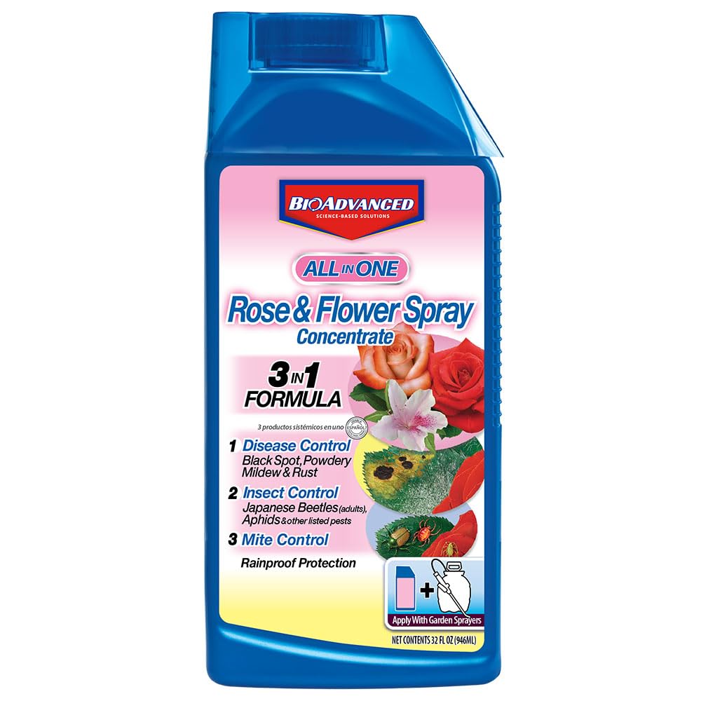 BioAdvanced All-in-One Rose and Flower Spray For Insects, Concentrate, 32 oz