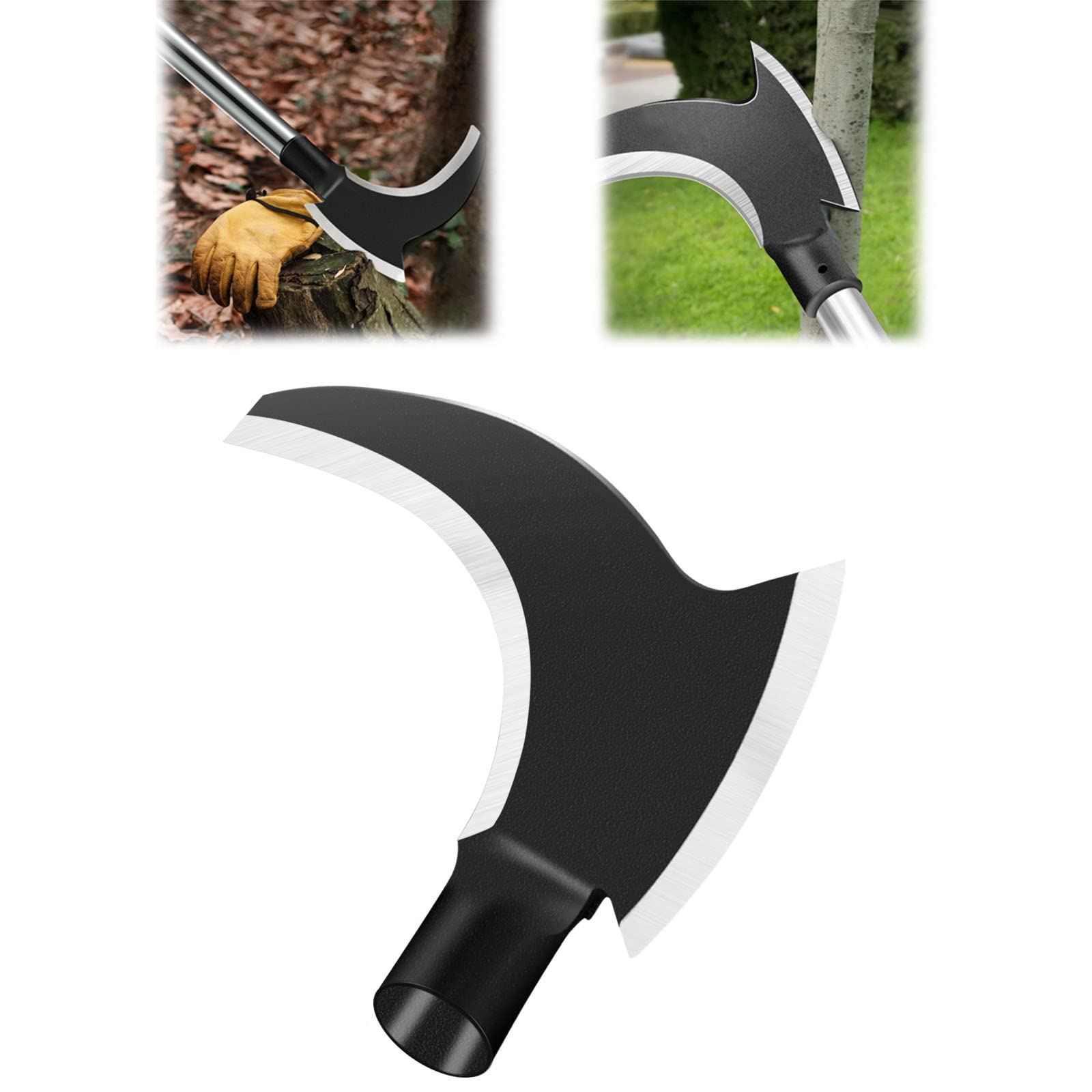 1 Pcs High Manganese Steel Double Scythe,Steel Grass Sickle,Agricultural Hand-Motor Weeding,Blade Thickness 2.8mm,Weeding Scythe Sickle for Outdoor Mowing Grass,Chopping Wood