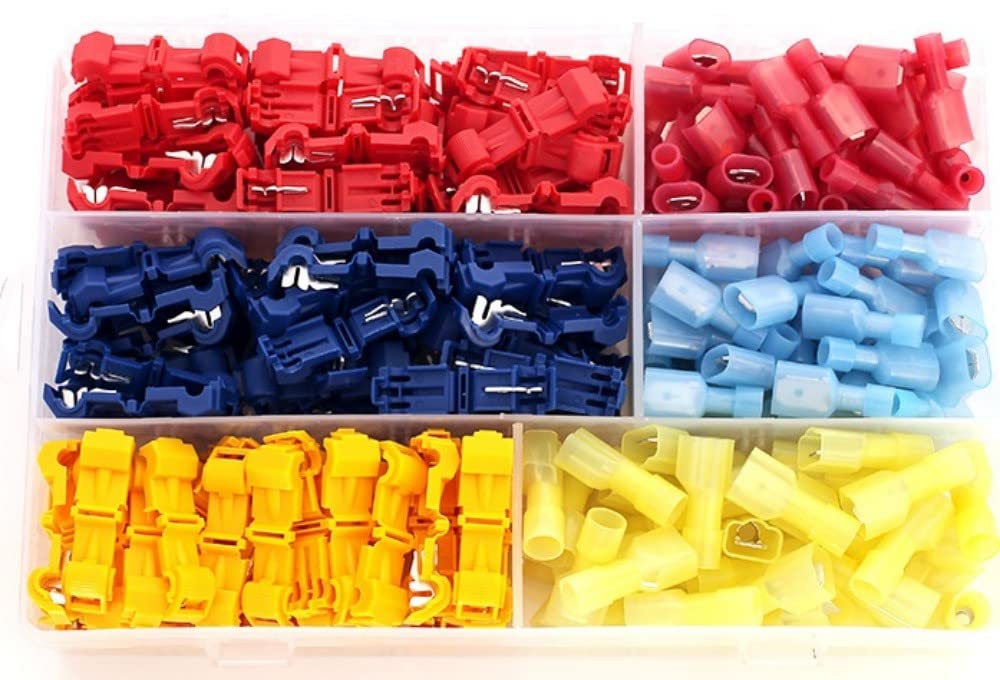 Beauenty 240pcs T Tap Type Electrical Connector Fast Wire Terminal Connectors Splice and Insulated Male Female Terminals for Car Connecting Line