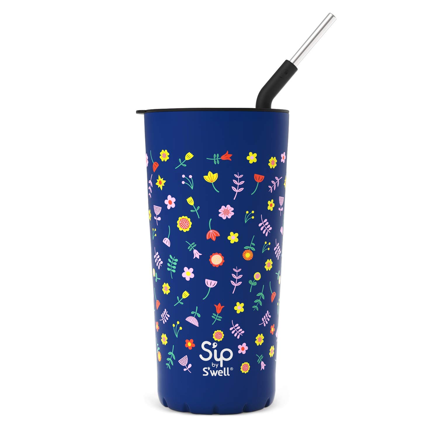 S'wellS'ip Stainless Steel Takeaway Tumbler - 24oz - Wildflower - Double-Walled Vacuum-Insulated - Keeps Drinks Cold for 16 Hours and Hot for 4 - with No Condensation - BPA-Free Travel Mug