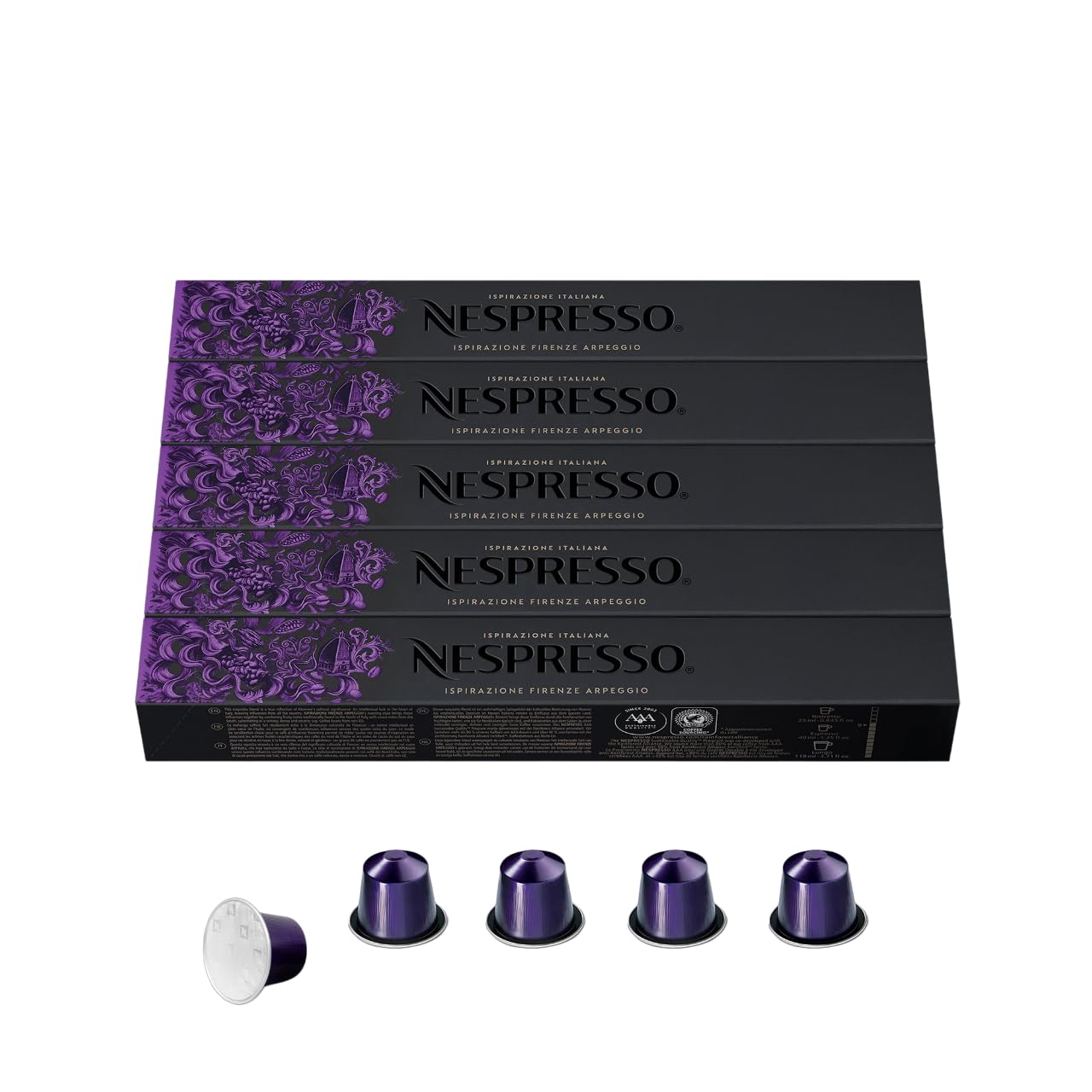 Nespresso Capsules Original Line Stocking Stuffers, Arpeggio Intenso, Dark Roast Coffee,50 Count Coffee Pods