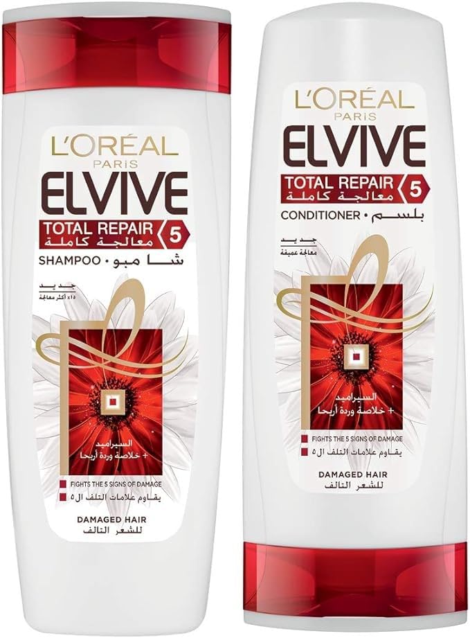 L’Oréal ParisElvive Total Repair 5 Shampoo 400 ml + Conditioner 400 ml For Normal to Dry Hair