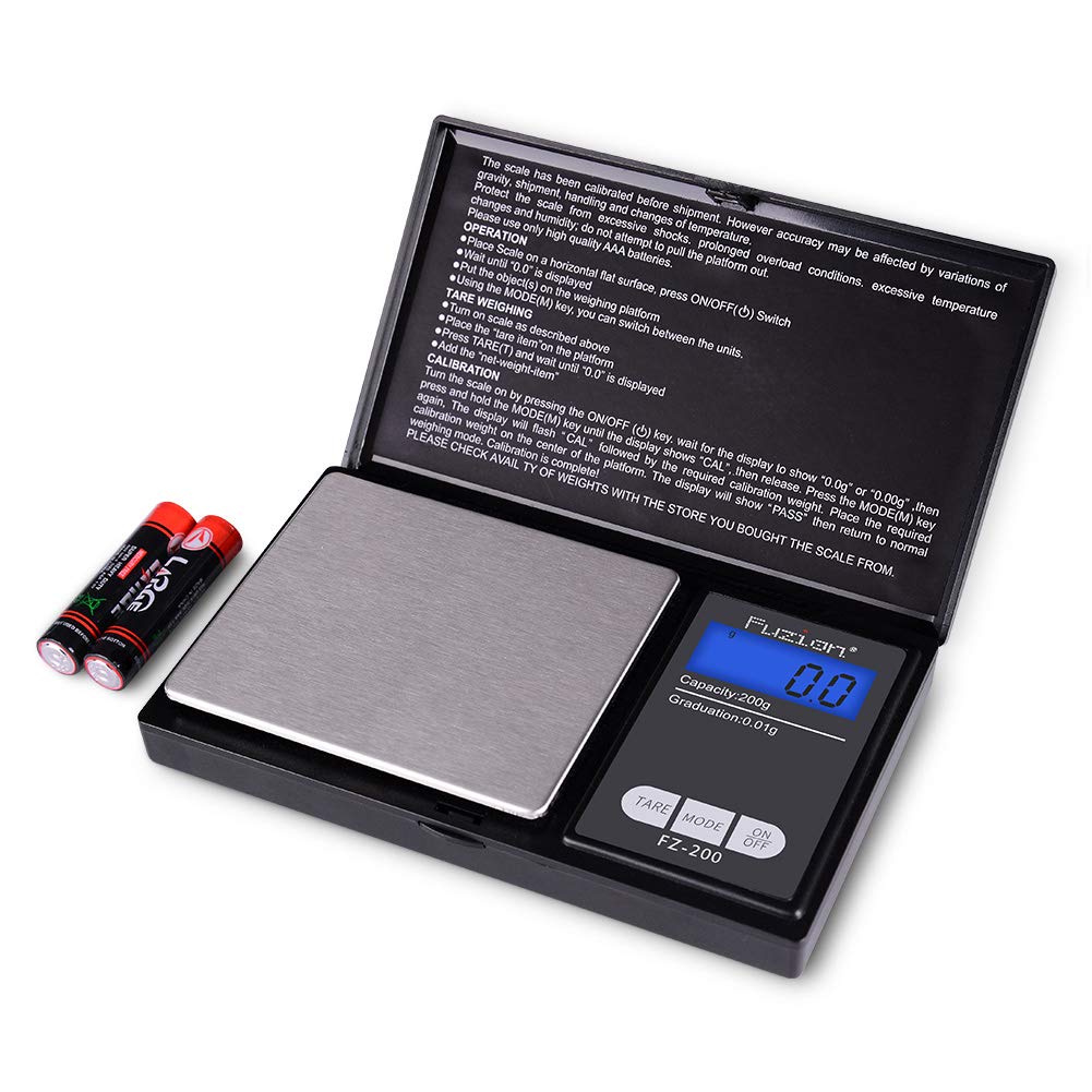 Fuzion Precision Digital Gram Scale 200g/0.01g, Pocket Scale, Mini Herb Scale, Food Scale, Black Jewelry Scale, Stainless Steel, Easy to Carry, Great for Travel