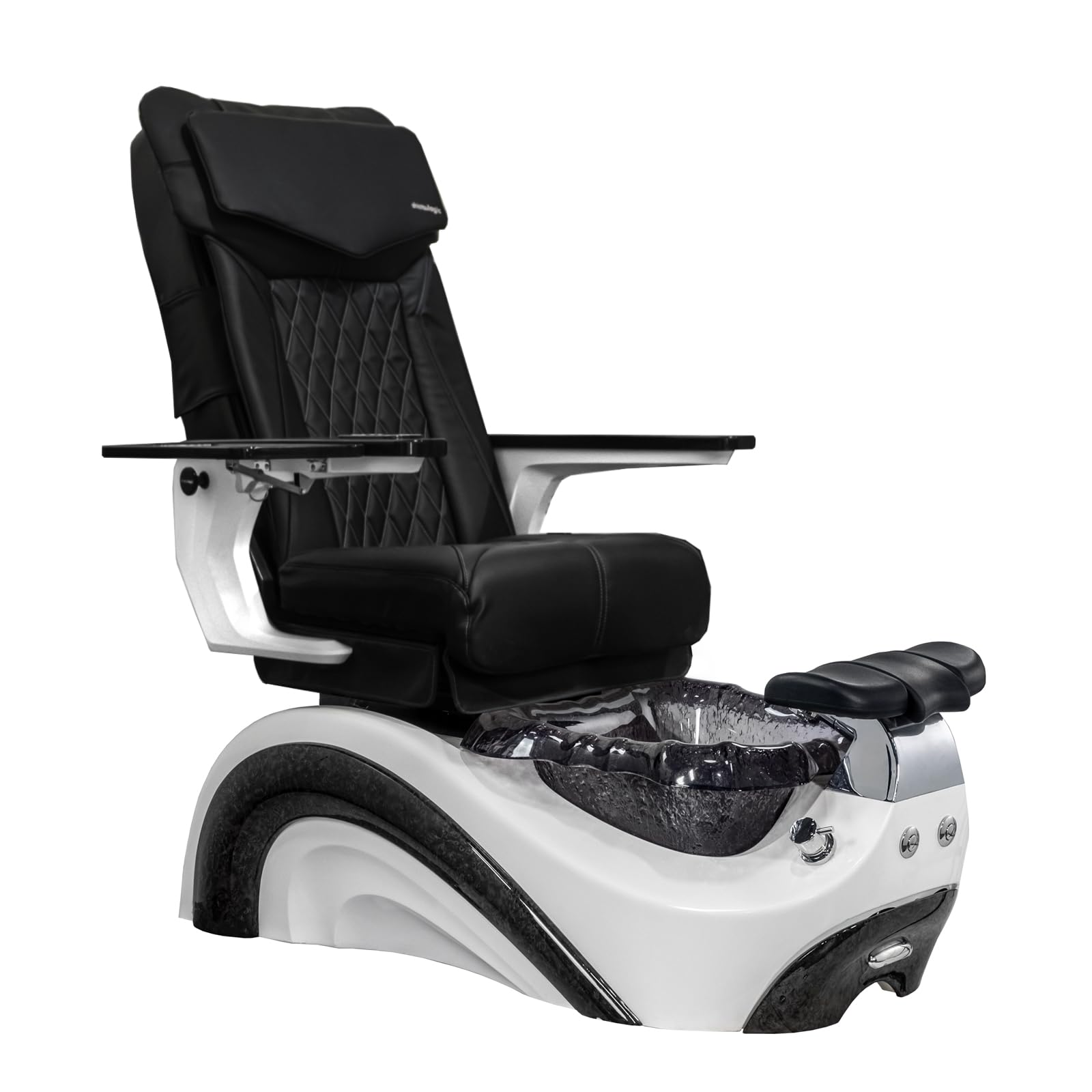 MAYAKOBA Perla DX Shiatsulogic Pedicure Chair Black Nickel Tub w/Discharge Pump Stylish Pedicure Tub with Remote Button, Black Cover Set