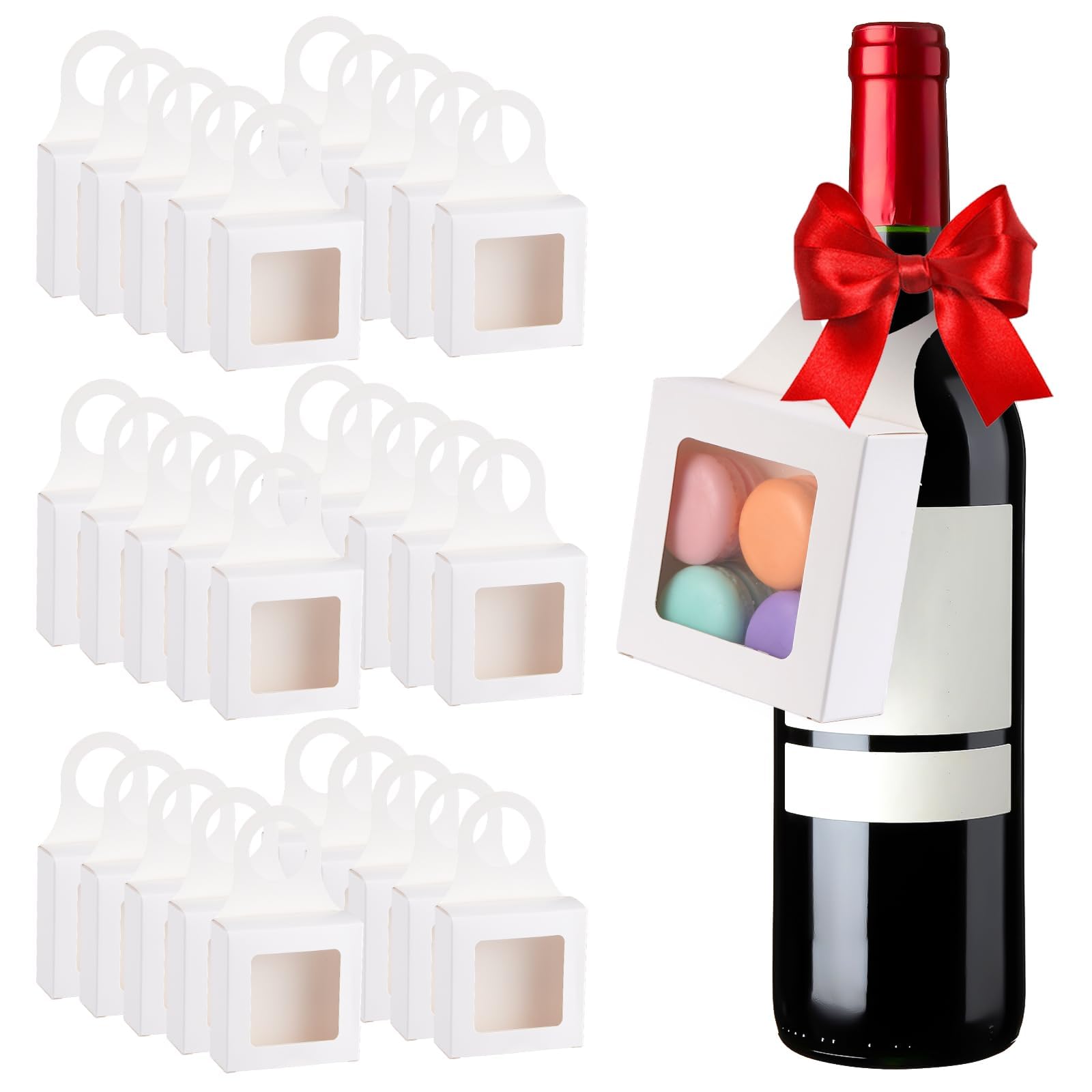 FACULX 30 Pieces Kraft Paper Wine Bottle Box (White)