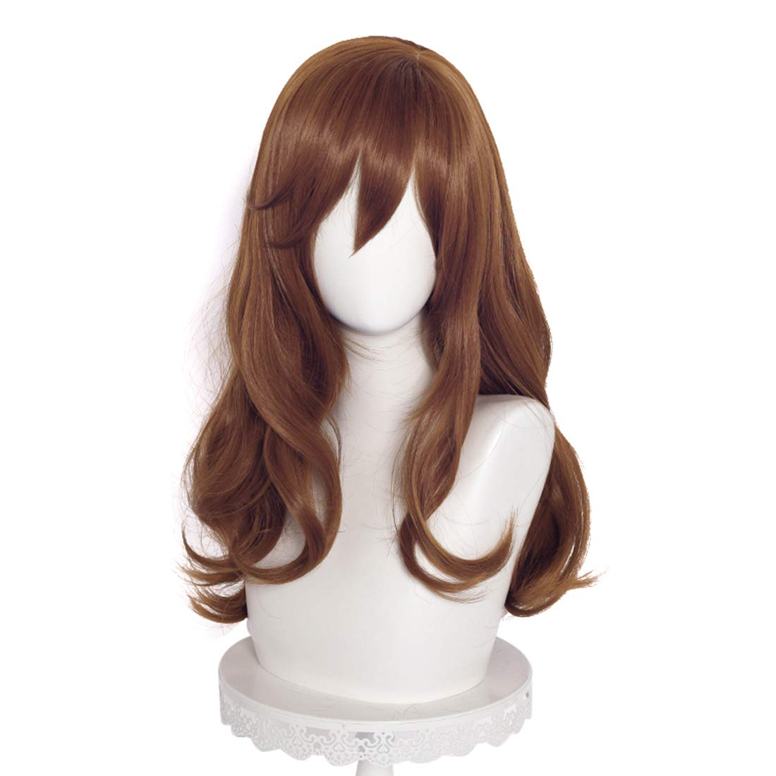 AicosAnime Long Curly Brown Cosplay Wig,Deep Wave Curly Wig for Daily Costume Cosplay+ Free Cap