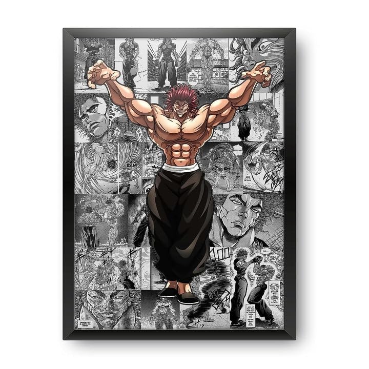 Epic StuffEpic Stuff - Anime - Baki - Yujiro Hanma - The Strongest Design A4 Size Poster (With Frame) - Best Gifts For Anime Fans/Anime Fandom/Great Artifacts For Home & Decor