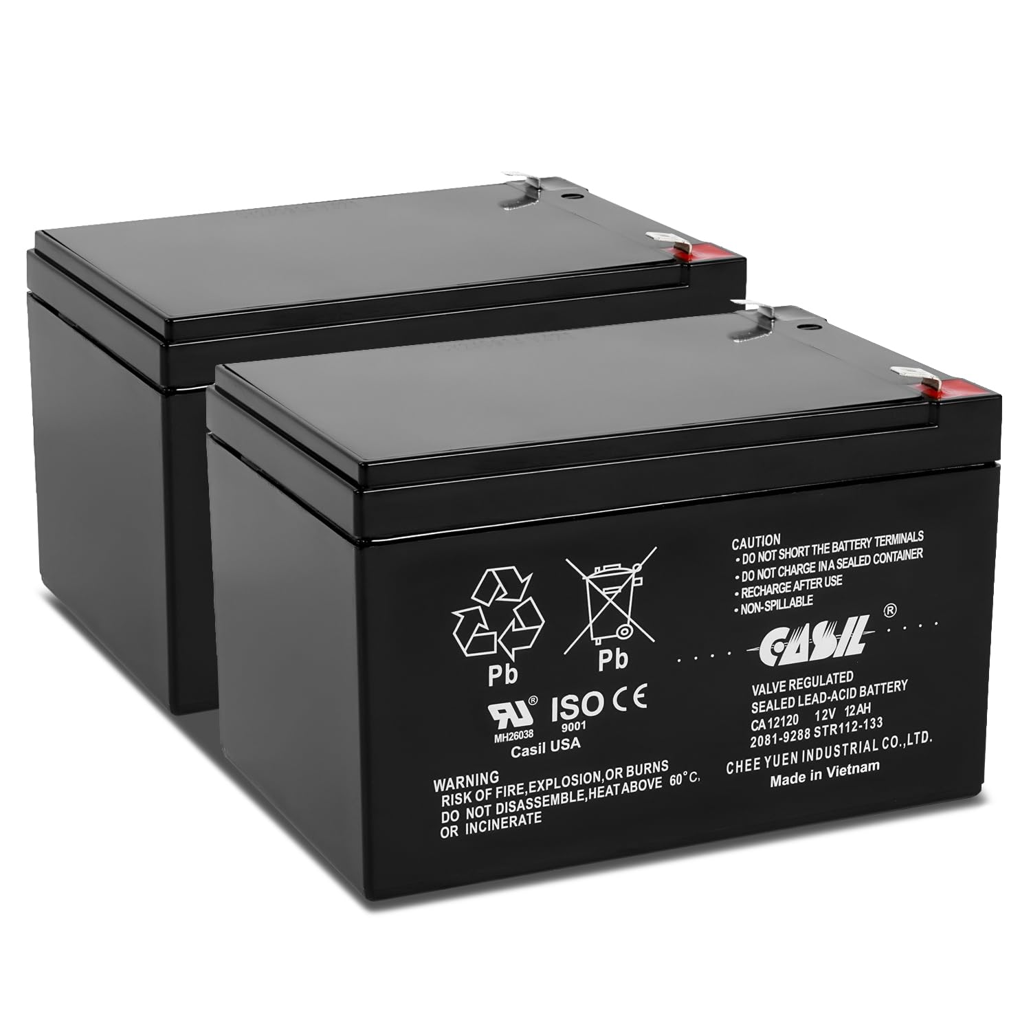 Casil 12v 12ah F2 Sealed Lead Acid AGM Rechargeable Deep Cycle Battery (2 Pack)