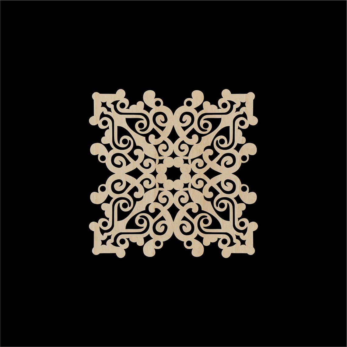 Haoser Corved Panel Geometric Wooden Panel, Birch Ply Jali for Wall Decoration for Your Amazing Home (Length-20cm, Width-20cm, Thickness-0.3cm)