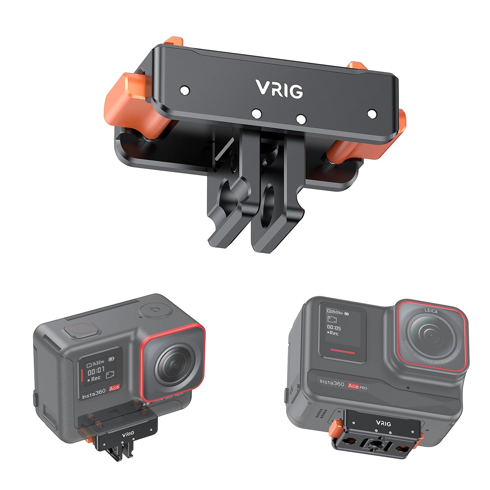 VRIG Ace Pro Quick Release Mount,Snap-On Magnetic 2 Prong Mount and 1/4 Thread Mount for Insta360 Ace Pro / Insta360 Ace