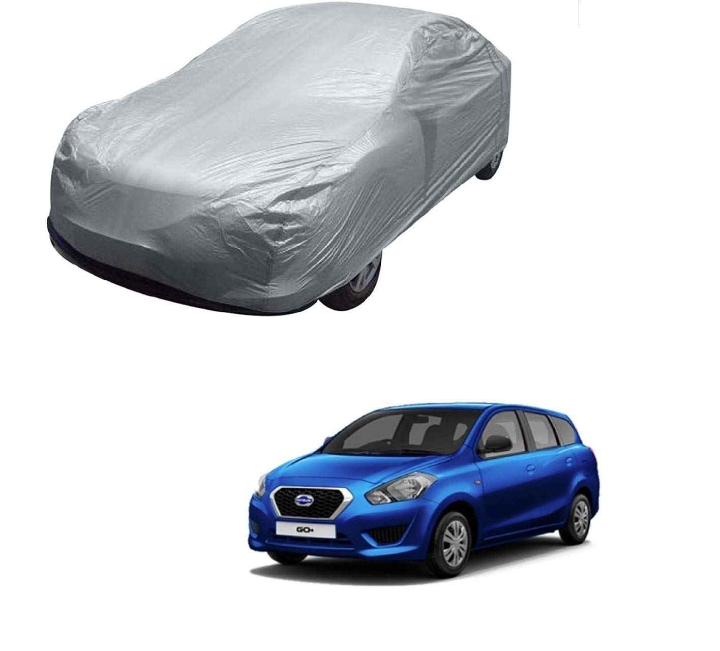 Kozdiko Silver Matty Car Body Cover with Buckle Belt for Datsun Go Plus