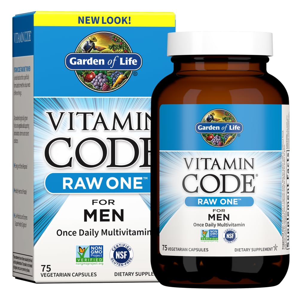 Garden of Life Multivitamin for Men, Vitamin Code Raw One - Once Daily, Vitamins Plus Fruit, Veggies & Probiotics, 75 Count