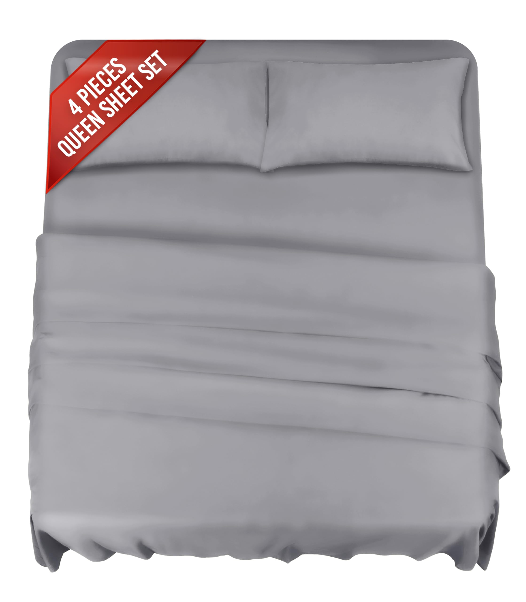 Premium Grey Queen Sheets Set - 1800 TC Series 4 Piece Bed Sheets - Soft Brushed Microfiber Fabric - 41 cm Deep Pockets Sheets Wrinkle Free & Fade Resistant by Infinitee Xclusives