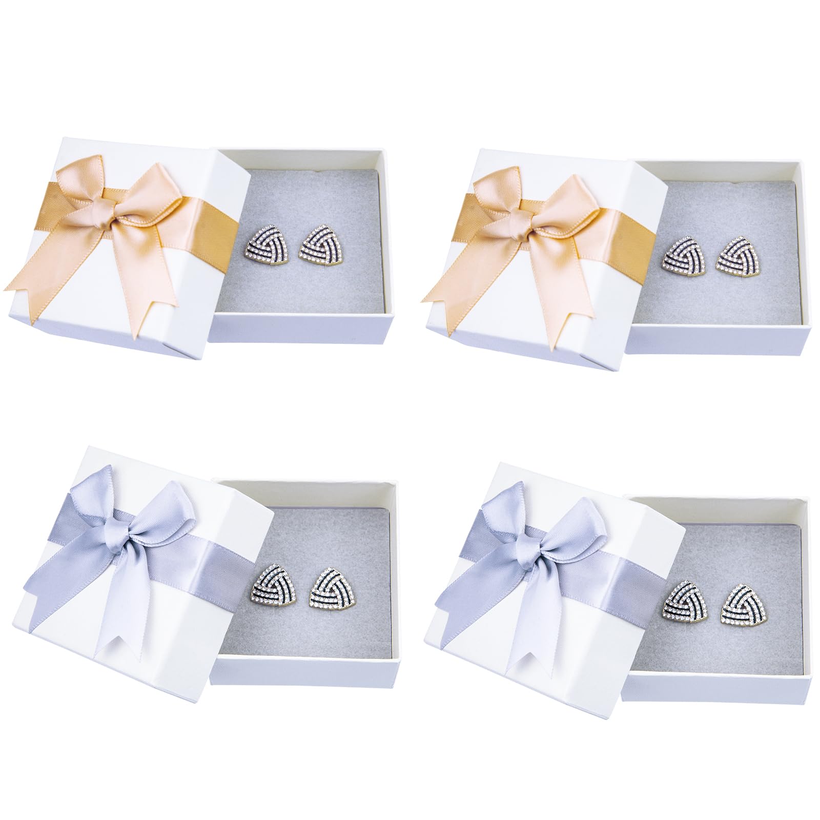 Leikedun4Pcs Small Gift Boxes Jewellery Gift Box with Bow-Knot Ring Earrings Necklace Bracelet Small Paper Boxes for Gifts (7.3x7.3x3.7cm)