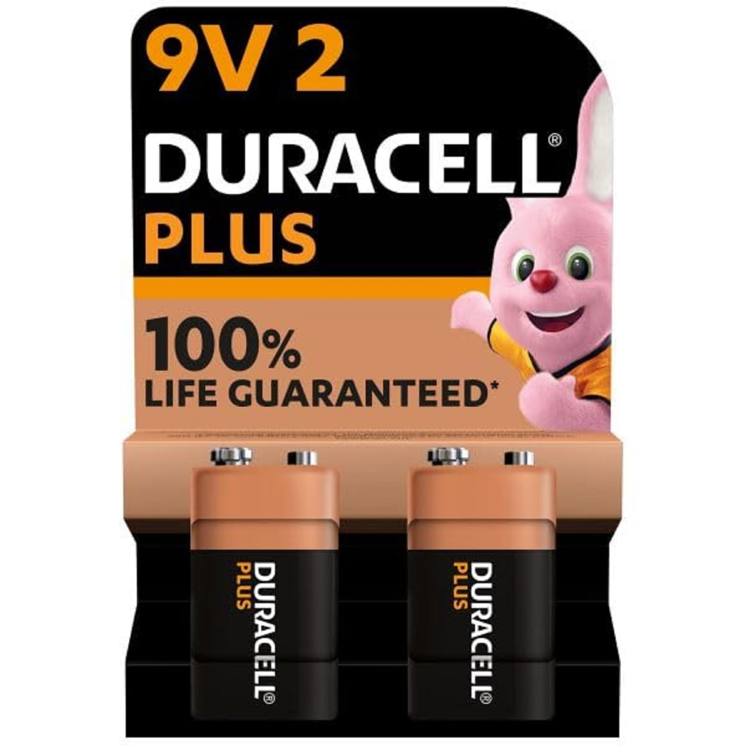 DuracellBatterien 9 V Plus, 2 Stück, 6LR61 MX1604, Black, Lot de 2