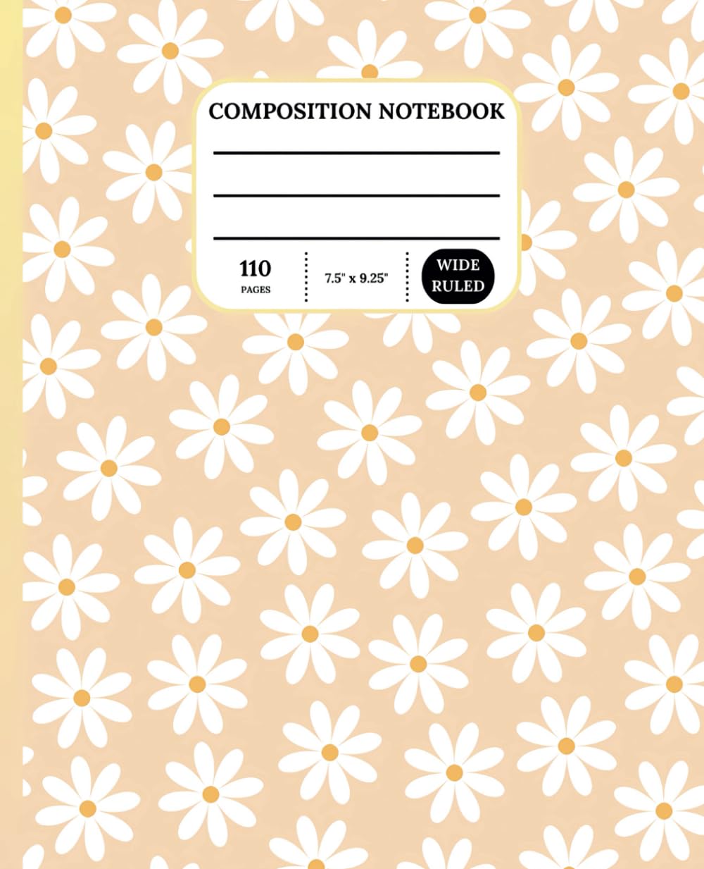 Composition Notebook: Cute Peach Daisy Flower Aesthetic Notebook School Supplies, Office, Journal Wide-Ruled Lined Paper for Kids, Teens & Adults, 7.5” x 9.25”, 110 Pages