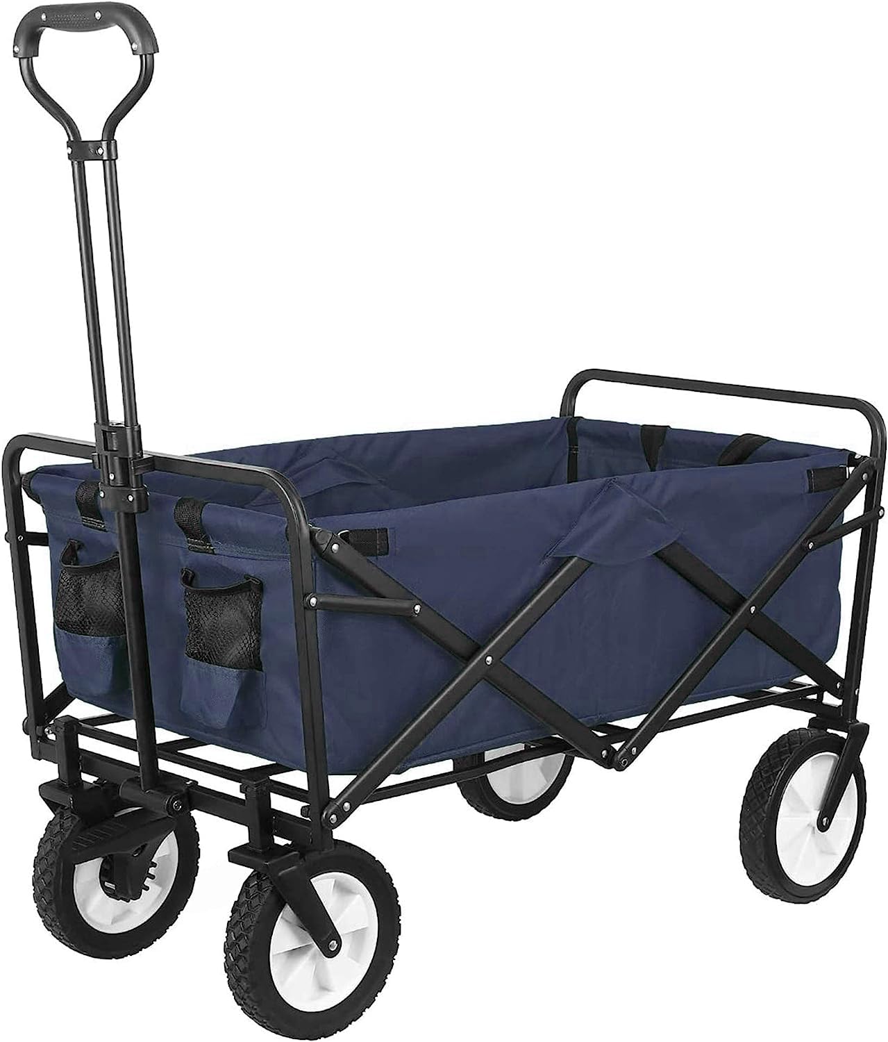 EgardenkartFoldable Utility Wagon Cart Trolley Utility Grocery Wagon for Camping Shopping (Navy Blue)