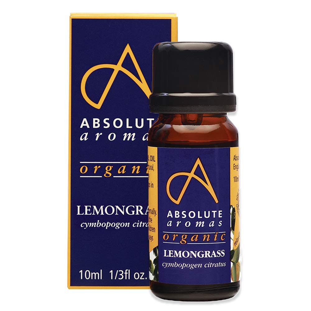 Absolute Aromas Organic Lemongrass Essential Oil 10ml - 100% Pure, Natural, Undiluted, Vegan and Cruelty-Free - for use in a Diffuser and Aromatherapy