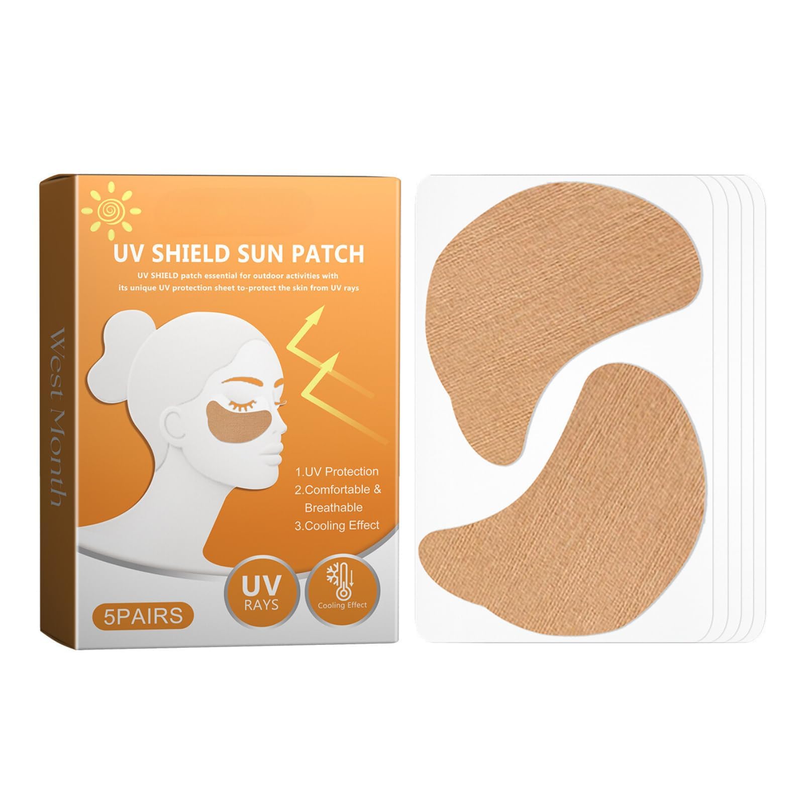 Azonee Patches for Sun UV Protection Face, Hydrating Skin Care Sunscreen Patches for Outdoor Activities, All-Day Moisture and Shielding, 5 Pairs