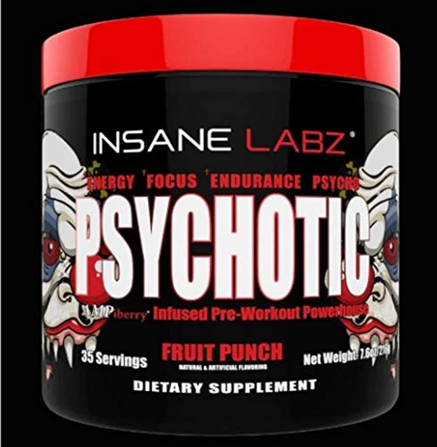 INSANE LABZ PSYCHOTIC PRE WORKOUT POWER HOUSE FRUIT PUNCH 30 SERVINGS