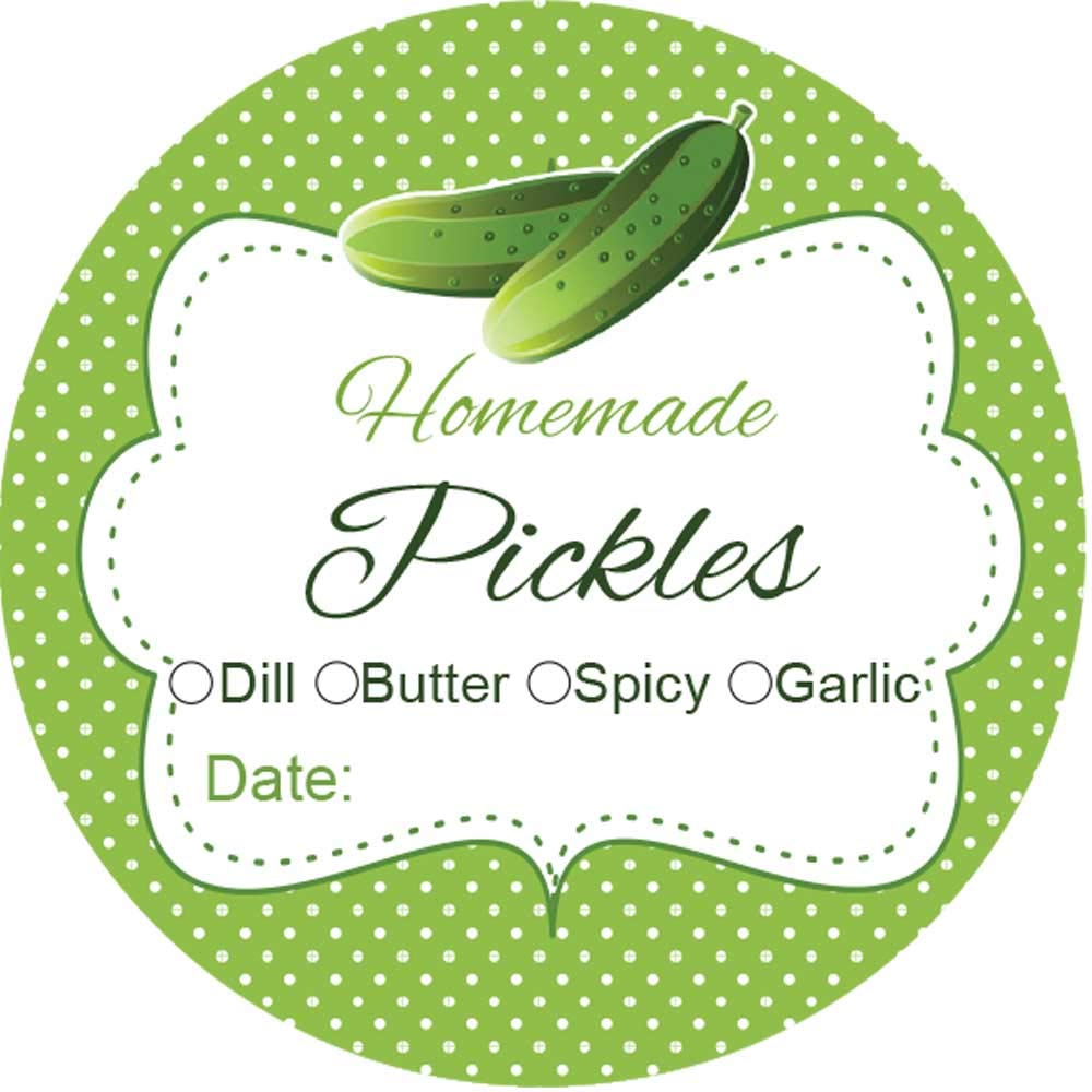 2 Inch Round Canning Jar Labels Set of 60 (Pickles)