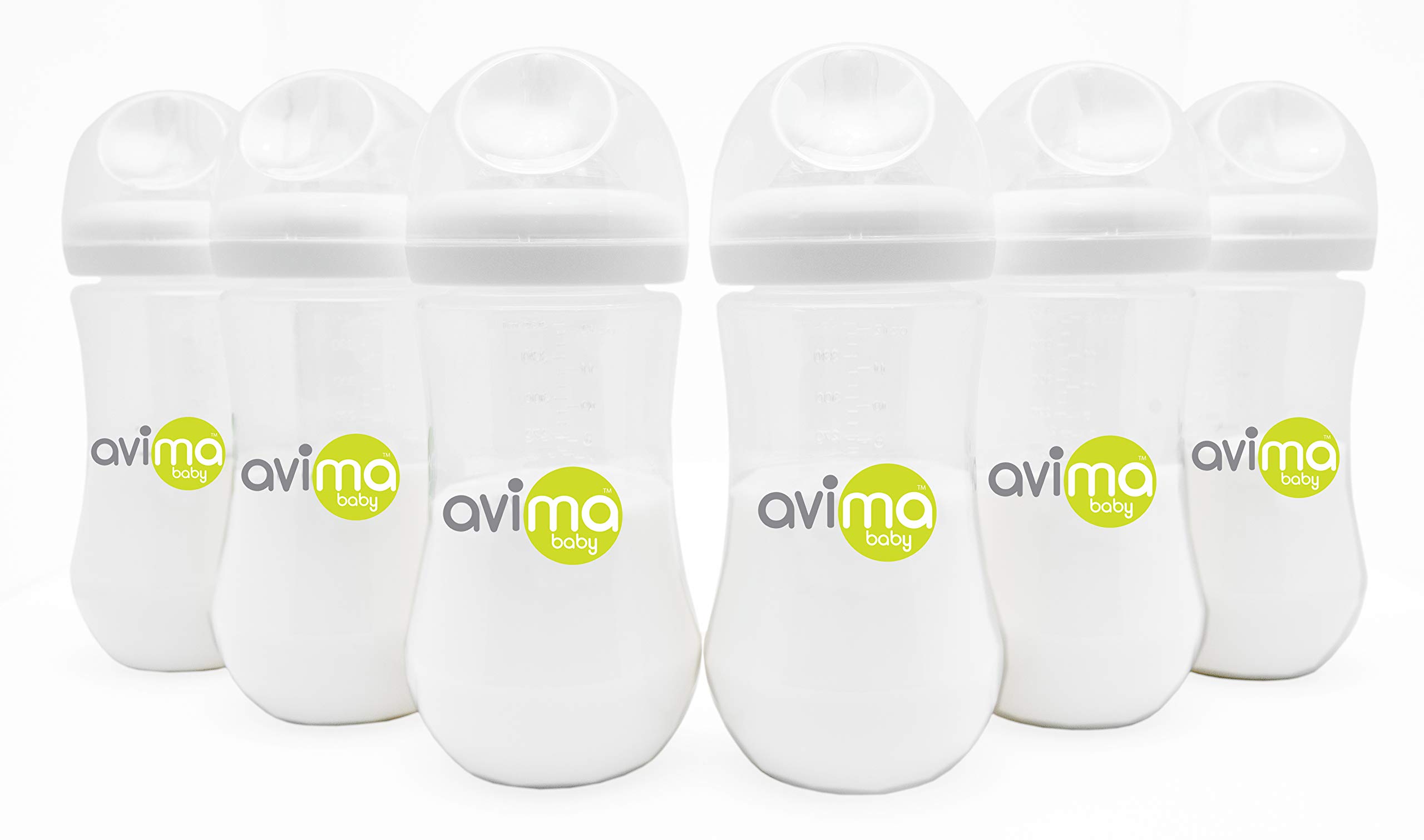 Avima Baby 12 oz Anti Colic Baby Bottles for Breastfed Babies - Fast Flow Nipples, Wide Neck Bottle, BPA Free - 9-12 Months, Stage 3 (Set of 6)