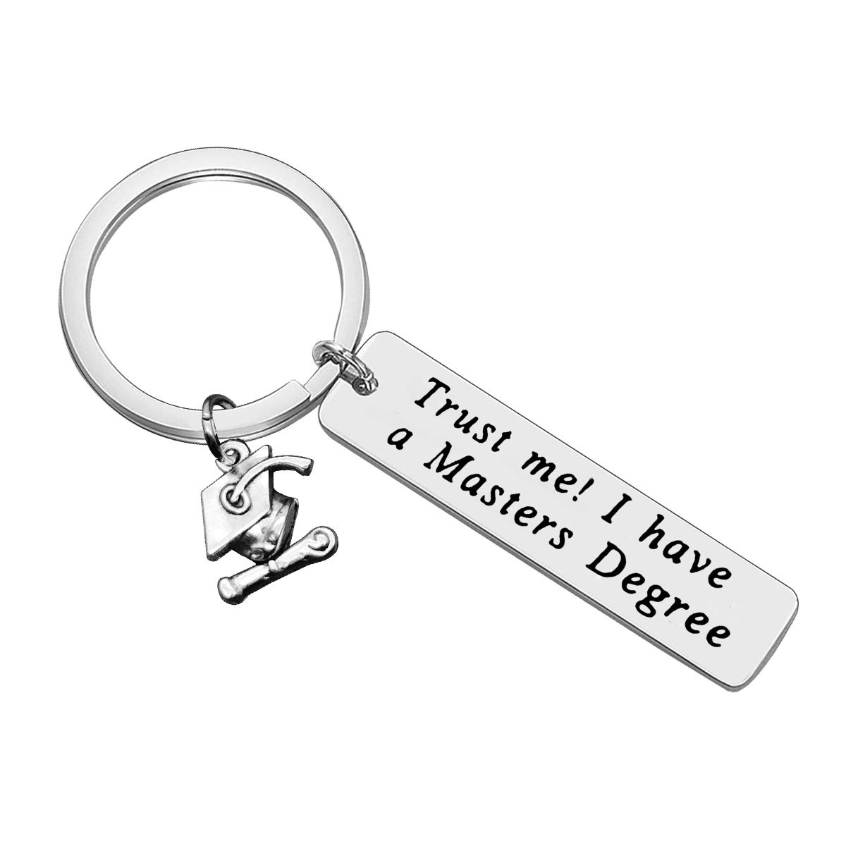 Baixian Graduation Keychain Gifts for Her Him Trust Me! I Have A Masters Degree Keychain College Grad Gift Masters Degree Gift Graduation Jewelry for Friends Family