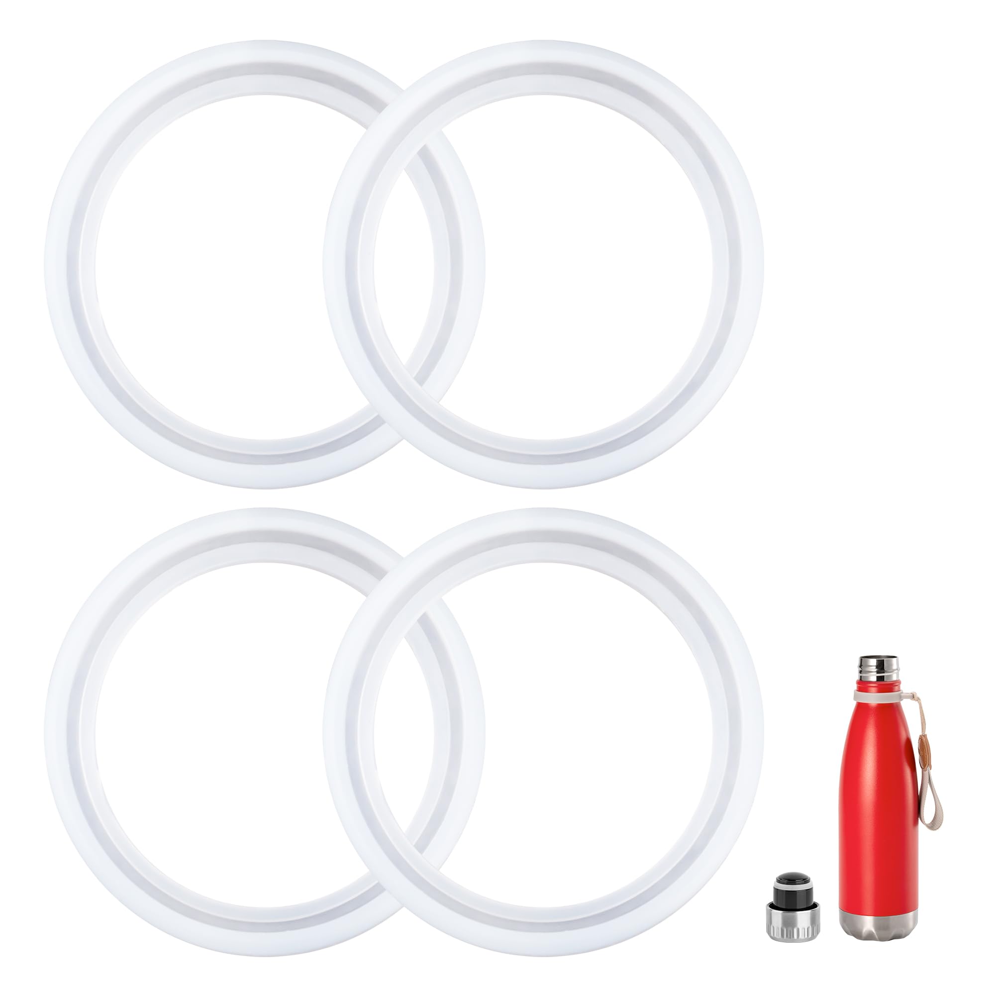 Prurex 4 Pack Replacement Silicone Sealing Rings Gaskets for 9 oz,12 oz,17 oz Vacuum Insulated Cola Shape Water Bottle