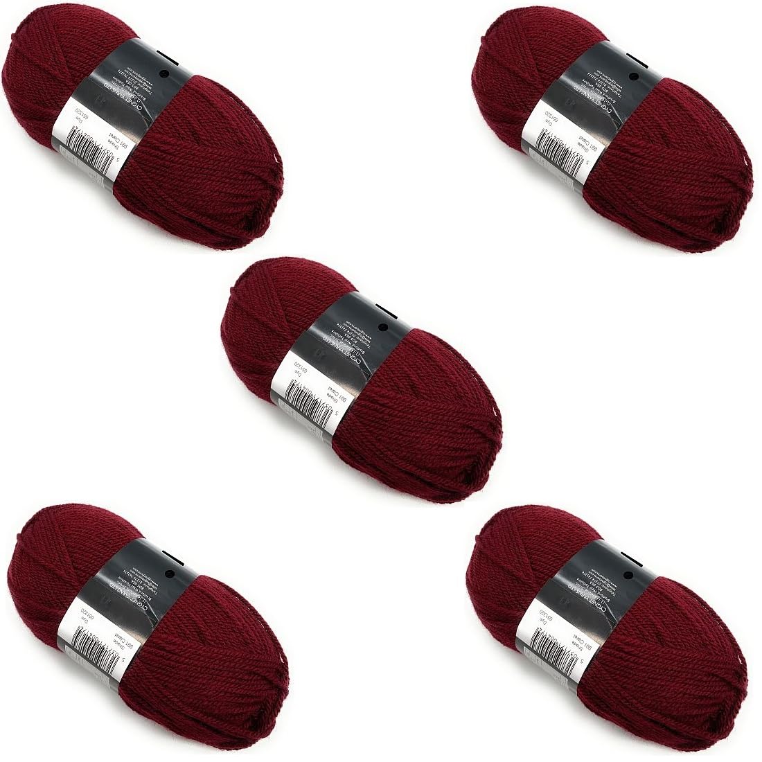 Pack of 5 x 100g Balls Aran Yarn - Claret