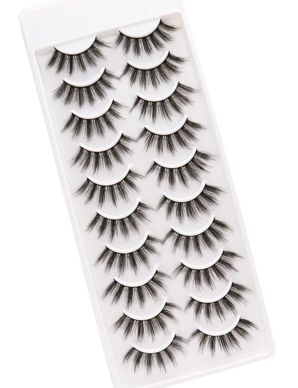 PURELEOR 3D Faux Mink Eyelashes Manga Eyelash 10 Pairs Natural & Dramatic False Lashes Volume Eye Lash Packs