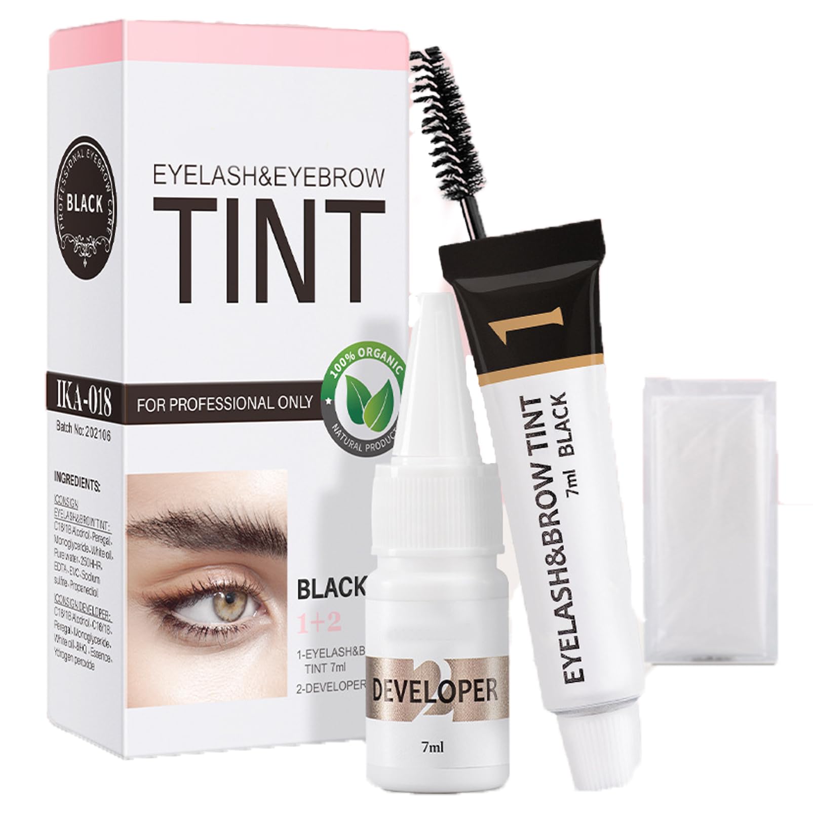 2-In-1 Tint Kit,Black Eyebrow,Eye Lash Tint Kit,Eyelash Dye Kit Black Natural Eyebrow And Eyelash Tint,Eye Brow Dye,Black Lash Tint,Instant Color-Last 8 Week&Full Brows