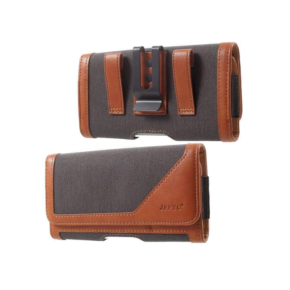 DFV mobile - Case Metal Belt Clip Horizontal Design Textile and Leather for Xtouch X10 (2020) - Brown