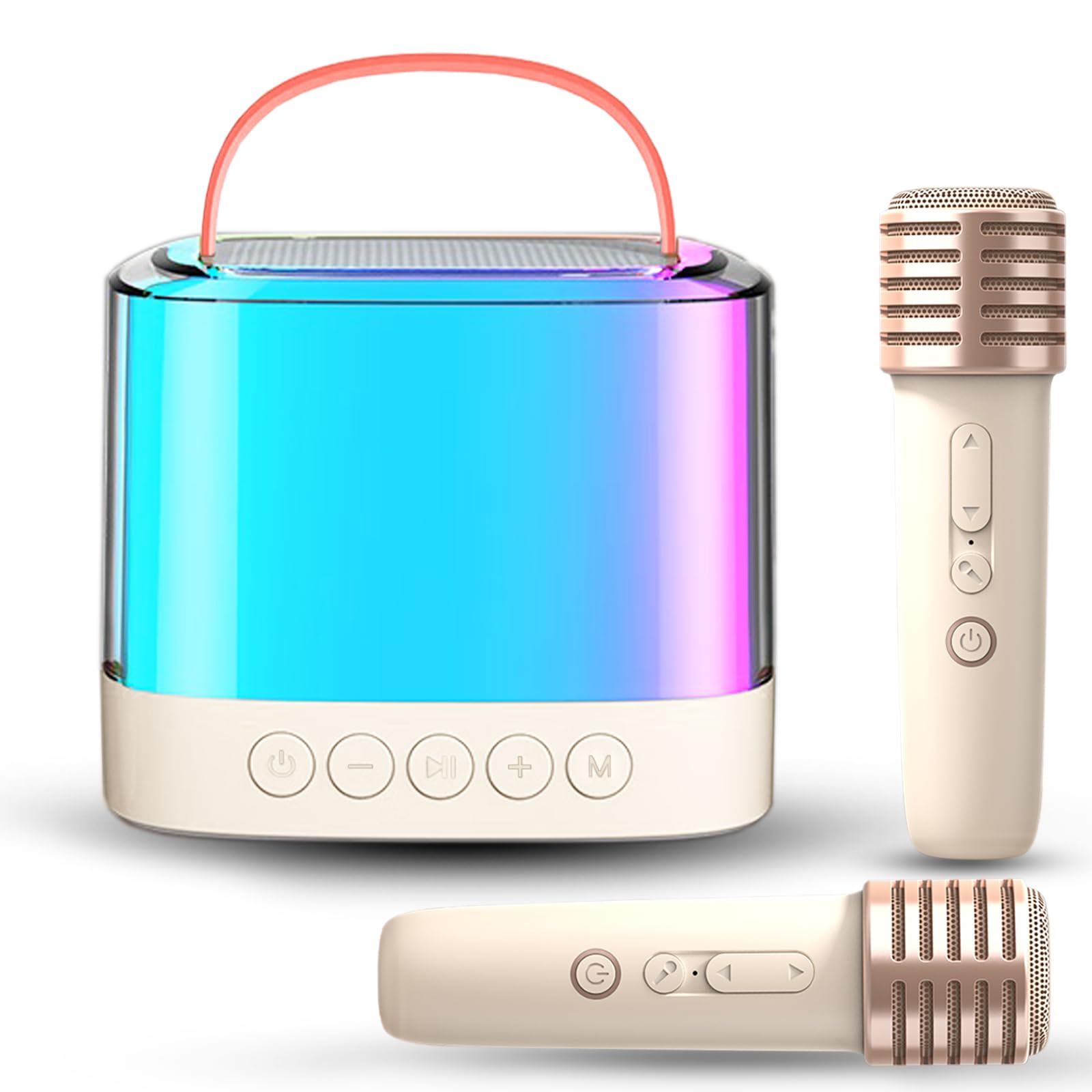 Karaoke Machine for Adults and Kids, Portable Bluetooth Speaker PA System with 2 Wireless Karaoke Microphone, LED Party Lights,Birthday Gift, Camping,Home, Party, Meeting,Outdoor,Toys for Girls Boys