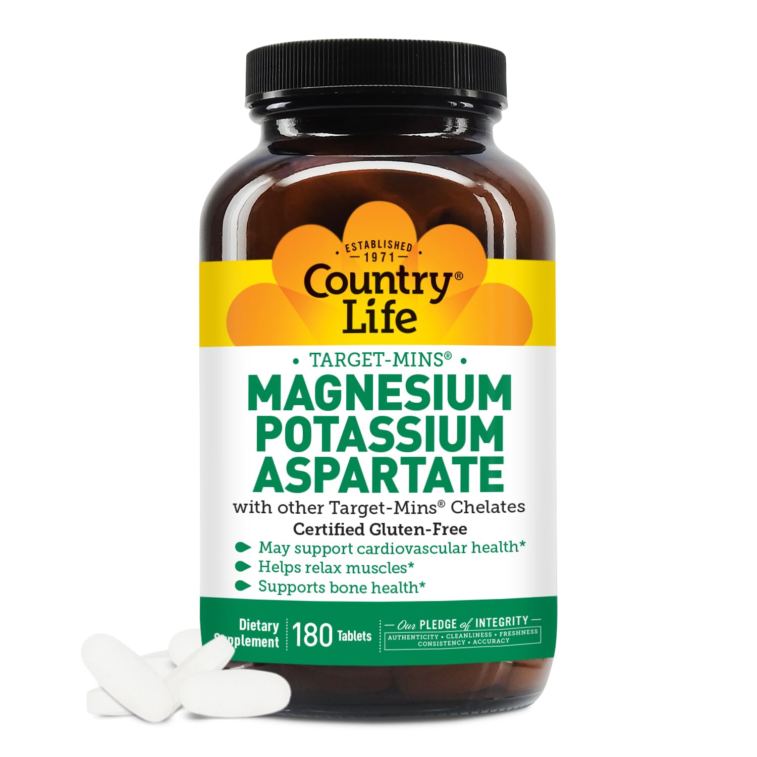 Country Life Target-Mins Magnesium Potassium Aspartate - 180 Vegetarian, 58928