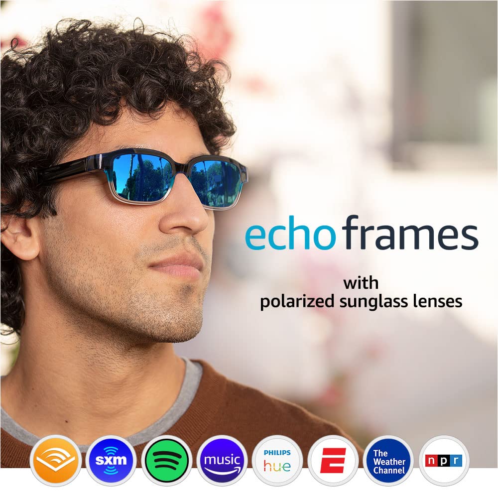 Echo Frames (2nd Gen) | Smart audio sunglasses with Alexa | Pacific Blue with polarized sunglass lenses