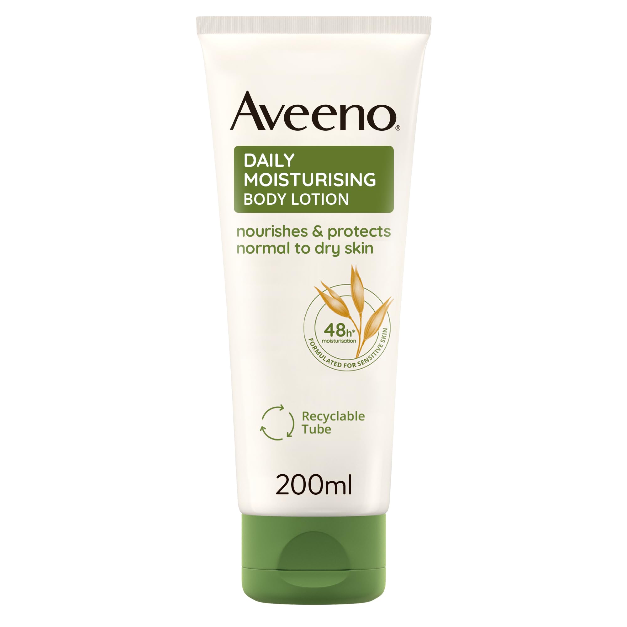 Aveeno Daily Moisturising Body Lotion (1x 200ml), Hydrating Body Lotion Enriched with Nourishing Colloidal Oatmeal, Gentle Body Moisturiser Suitable for Sensitive and Dry Skin