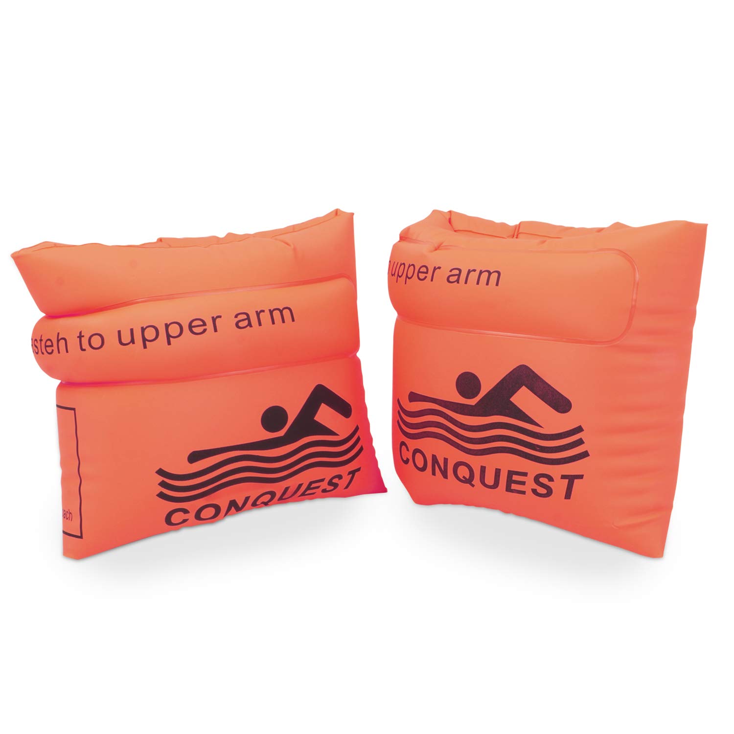 CONQUEST Swimming Arm Bands for Kids Adults | Arm Floats | Swim Wings | Swim Float Band | Floater Sleeves Swimming Rings (AR-2947-OR)