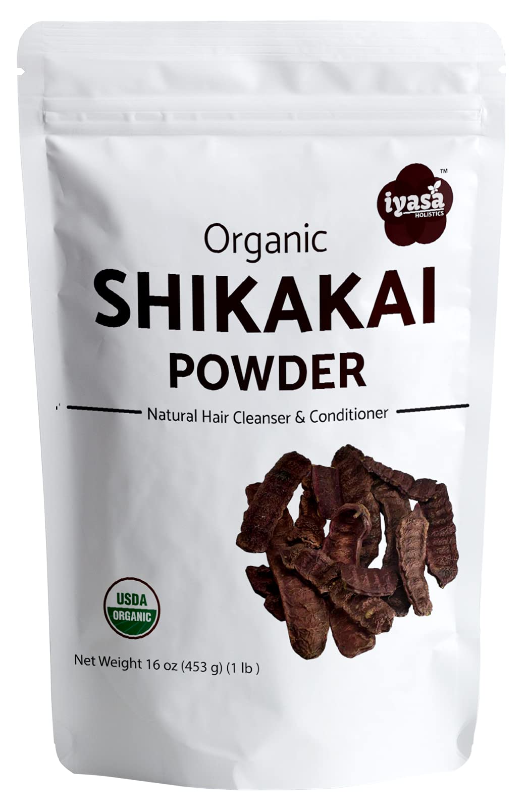 Organic Shikakai Powder, Pack of 16 oz/453 grams, Certified Organic, Acacia Concinna, Natural Hair Cleanser and Conditioner, DIY Herbal Hair Wash, Ayurvedic Powder for Hair, Resealable pouch