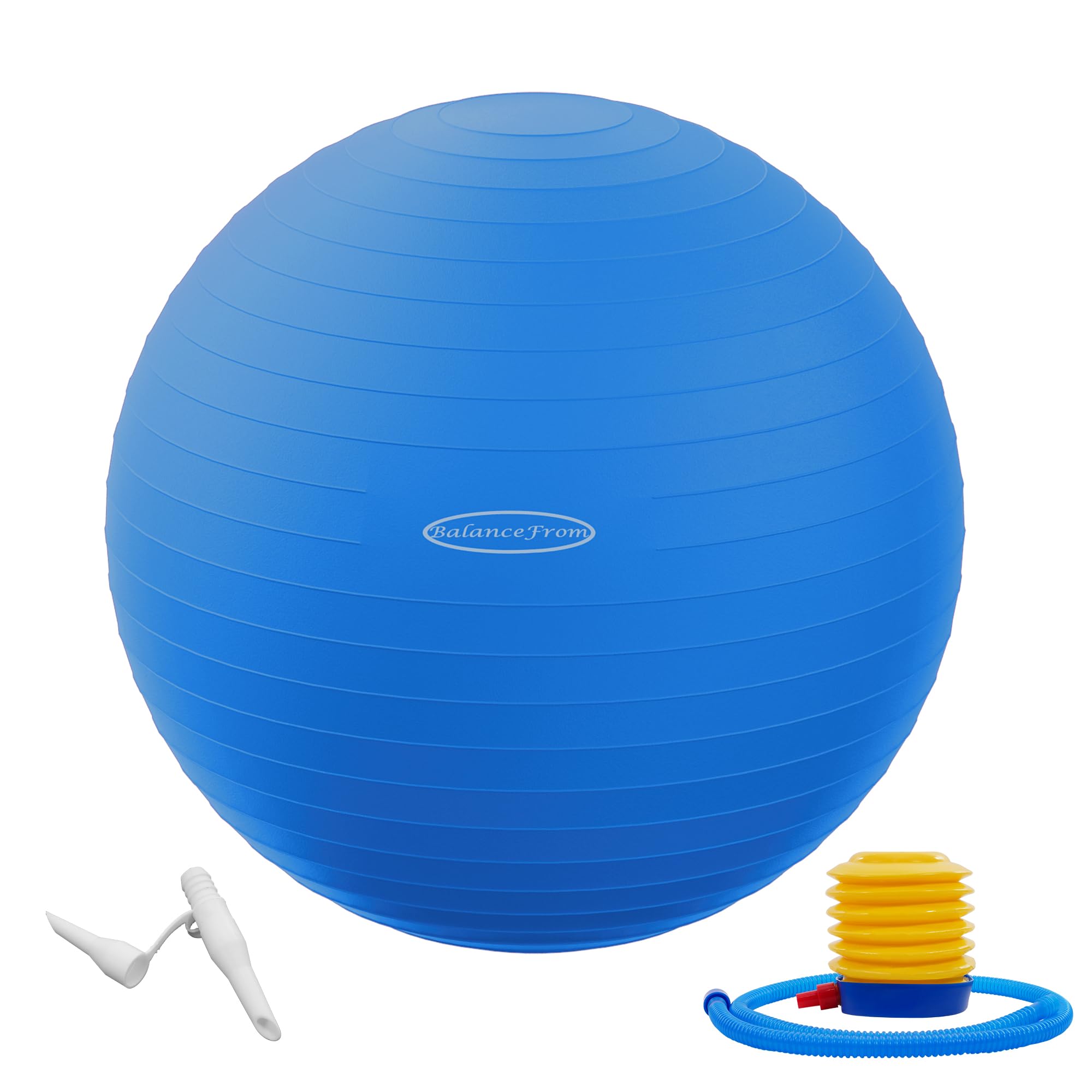 Anti-Burst and Slip Resistant Exercise Ball Yoga Ball Fitness Ball Birthing Ball with Quick Pump, 2,000-Pound Capacity, Multiple Colors and Sizes