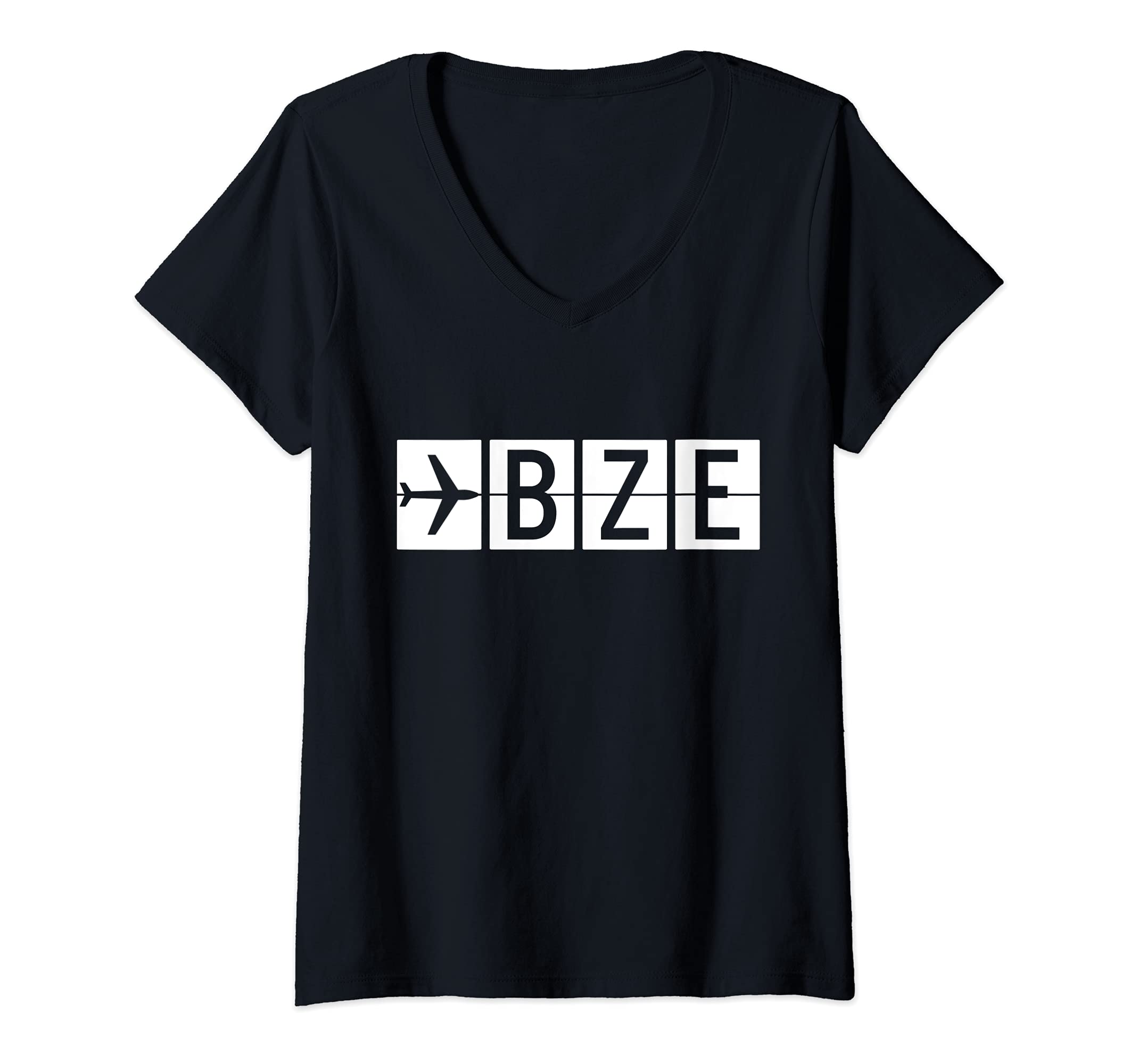 Womens BZE Belize Airport V-Neck T-Shirt