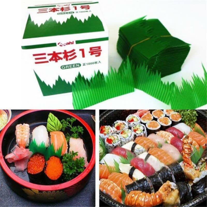 KOKOBASE Sushi Decoration Sashimi Bento Box Meal Divider - 1000 Pcs Green Grass Anti-Bacterial Food Decorative Partition Sets for Elegant Dining Presentation