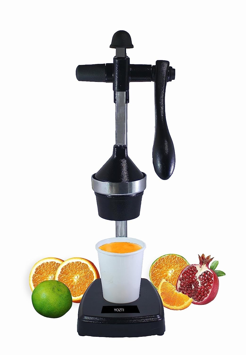 YOZTI Manual Fruit Juicer Hand Press Citrus Cold Press Juice Machine for Home Made Instant Guest Serving Drink (Black)