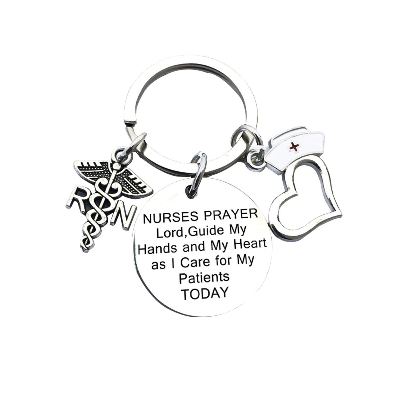 Nurse Keychain Gifts, Nursing Jewelry Perfect Nurses Prayer Appreciation Gifts with RN Charm, Gifts for Nurses