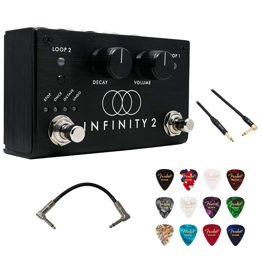 PigtronixInfinity Looper 2 Bundle with Fender 12-Pack Celluloid Guitar Picks, Kopul Phone to Phone (1/4") Cable and Hosa 6" Pro Phone to Phone (1/4") Coupler