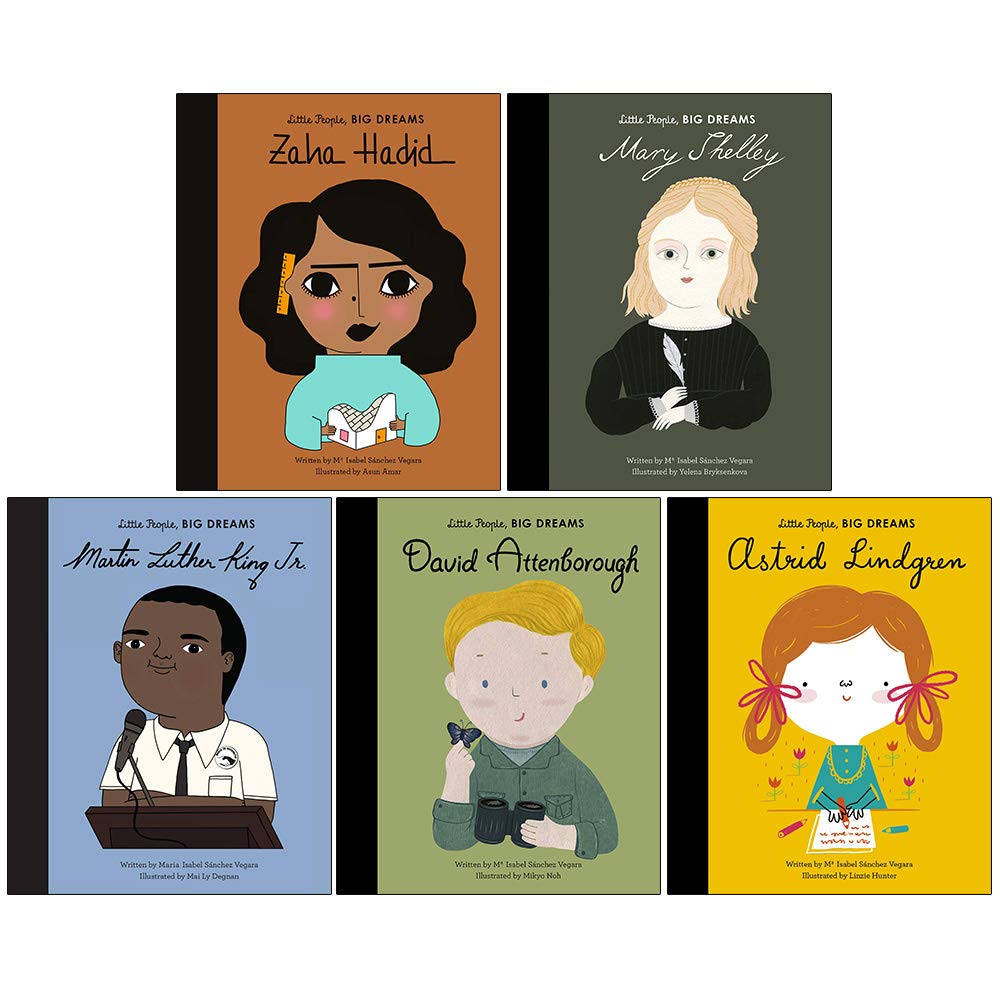 Little People Big Dreams Series 7 Collection Books Set Book 31 To 35 (Zaha Hadid, Mary Shelley, Martin Luther King Jr, David Attenborough, Astrid Lindgren) Hardcover