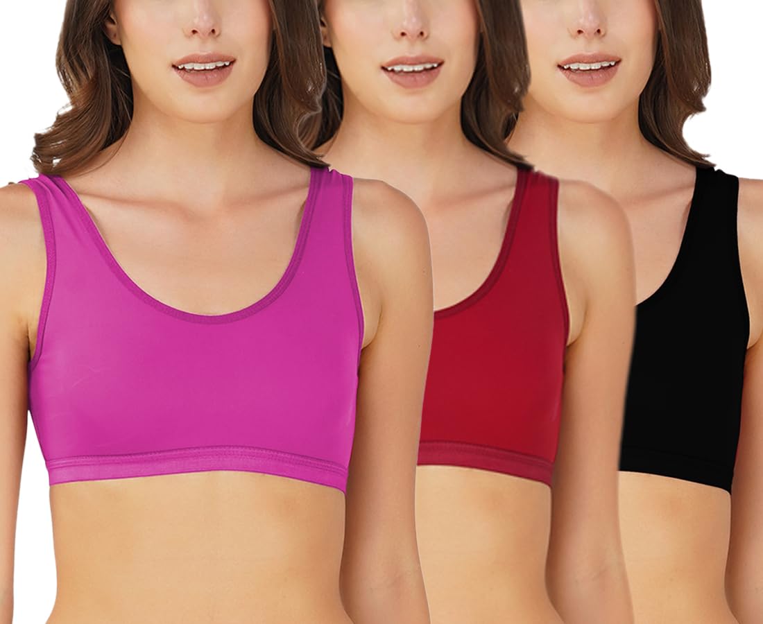 Arc de Shapes Women Lycra Non Padded Non-Wired Air Sports Bra an Ideal Choice for Active Lifestyles Pack of 3