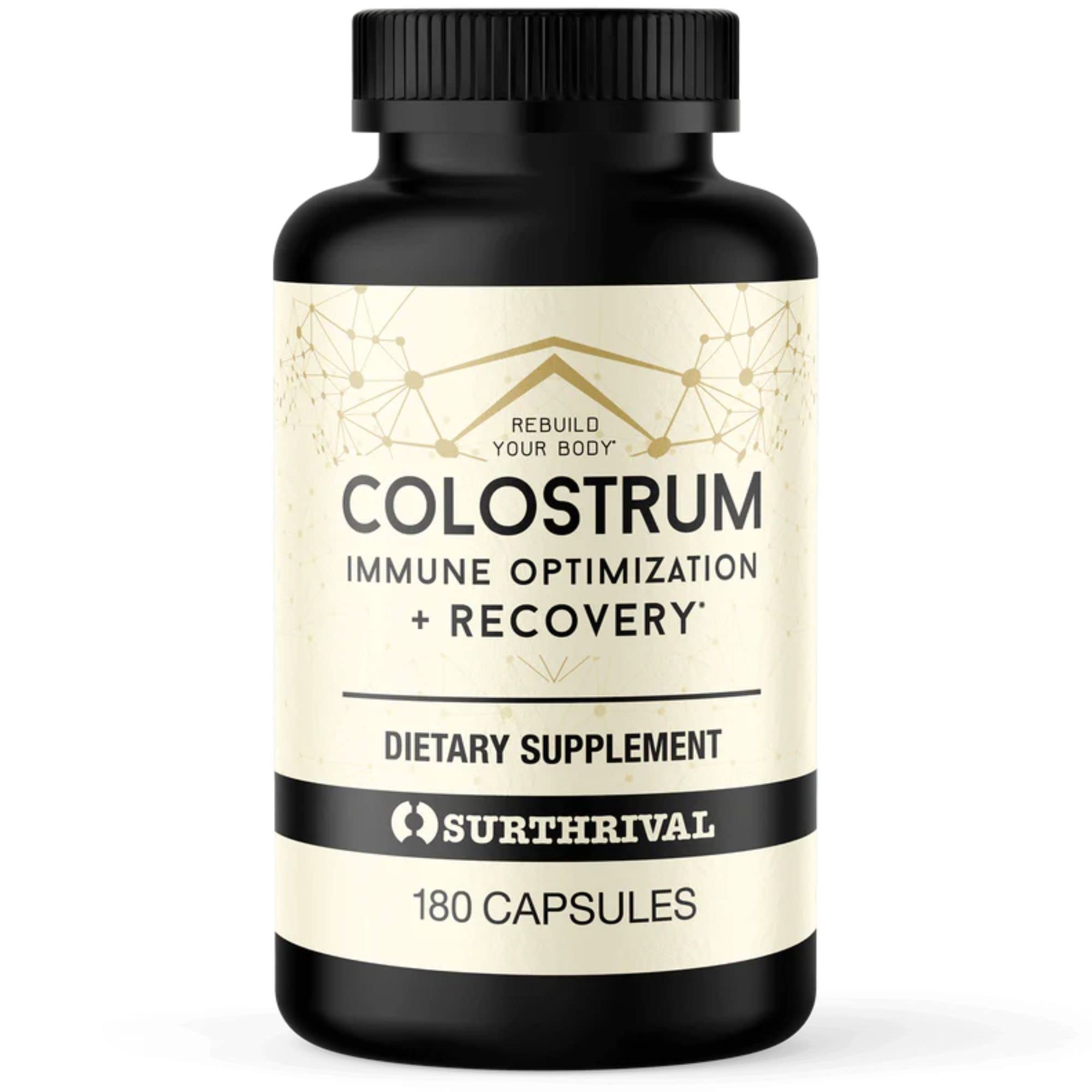 Surthrival: Colostrum Powder Capsules (180 Count), Immune Optimization & Recovery, Dietary Supplement, Gut Health, Immune Support, Keto Friendly